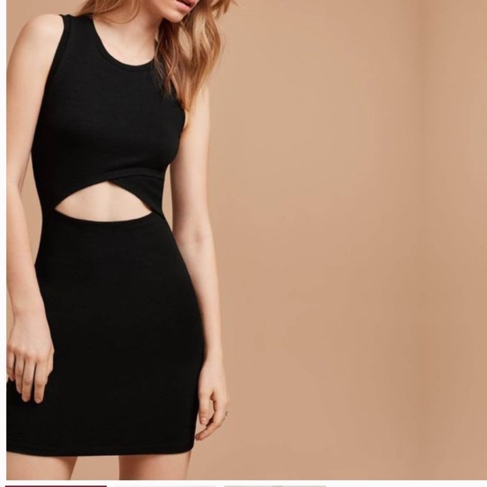 𝅺Aritzia Wilfred Free Jada Black Cut-Out Midriff Dress